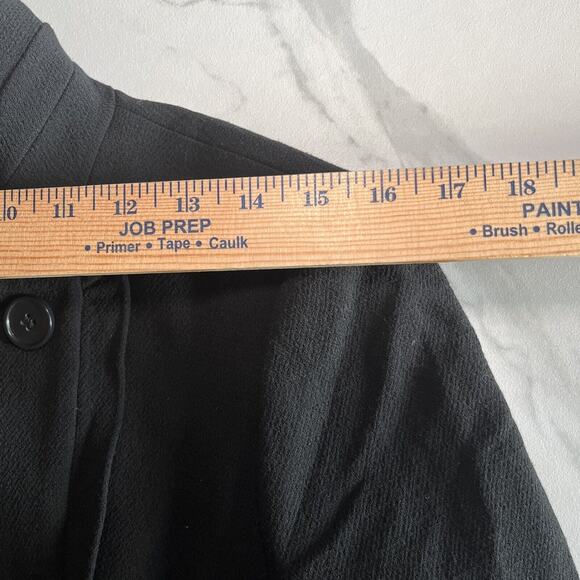 Ann Taylor 100% Wool Black Double Breasted Ruffled Collar Jacket Blazer Vtg. 8P - Picture 3 of 13